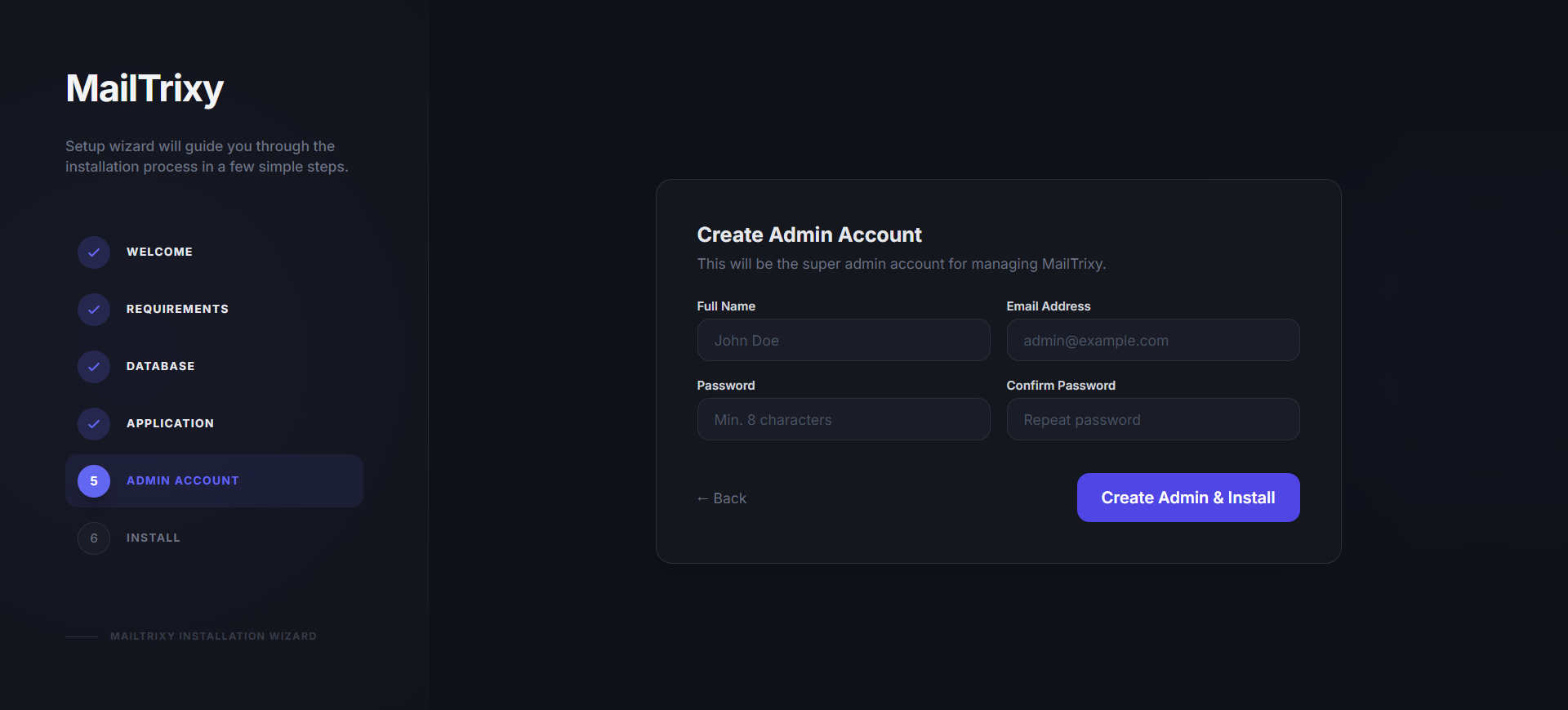 Admin Account Creation